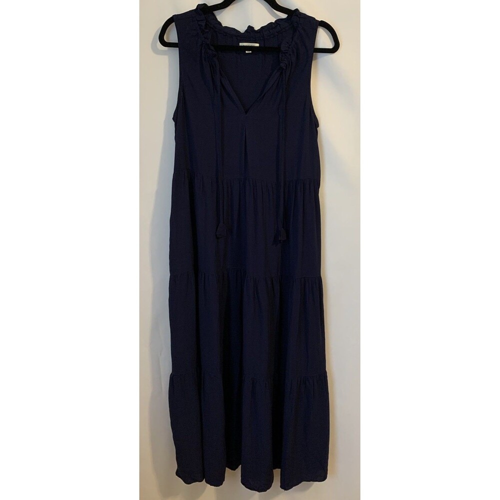 MAX STUDIO Womens Size Small Maxi Dress Boho Tiered Ruffles Sleeveless Pockets